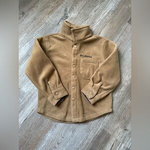 Columbia Kids Button Down Tan Brown Flannel Shacket  Fleece Shirt Size XXS 4 5
